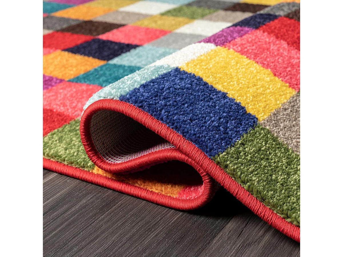 tapis chambre 120x160 tissé multicolore rectangle motif géométrique LYN6 DATRI