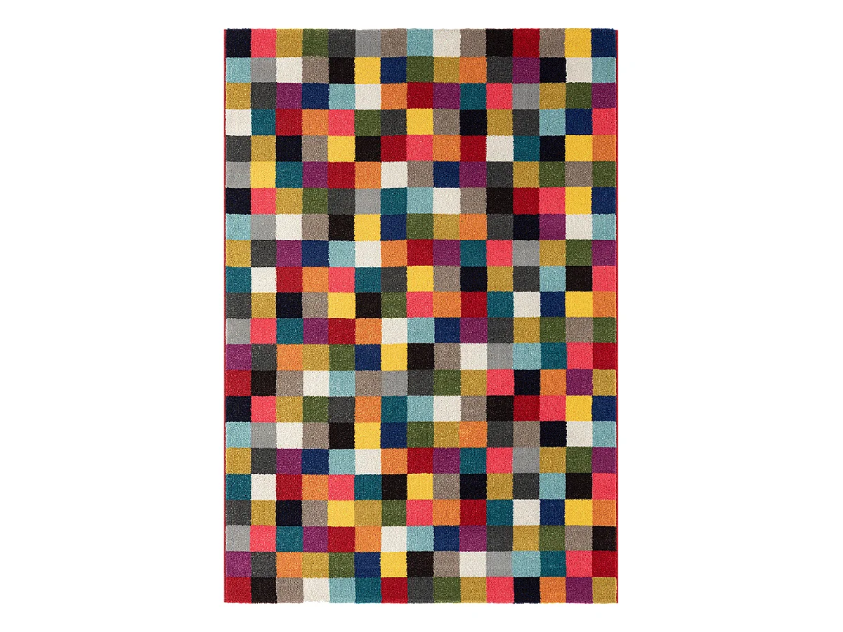 tapis chambre 120x160 tissé multicolore rectangle motif géométrique LYN6 DATRI