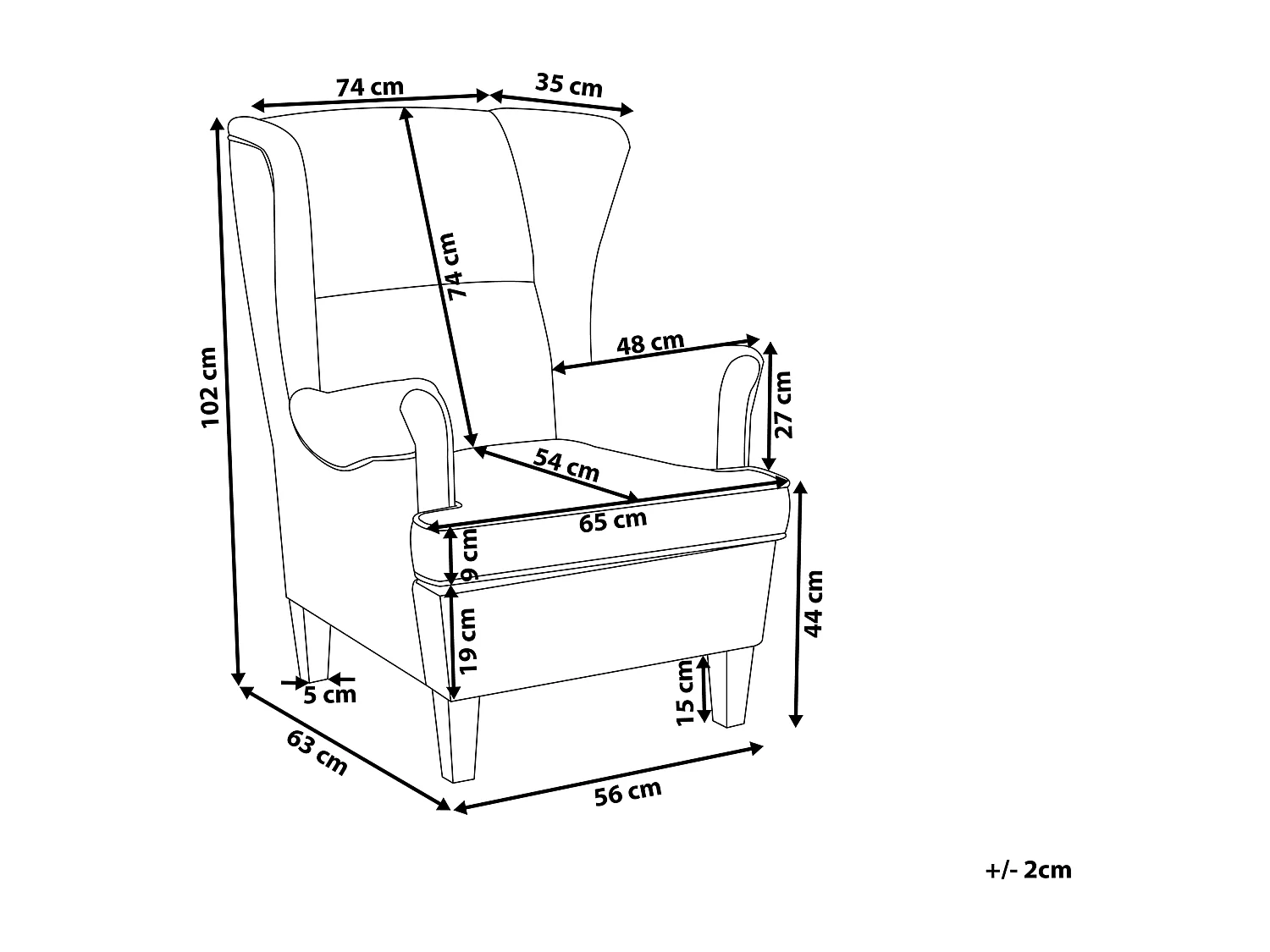 Fauteuil à oreilles ABSON Tissu Jaune