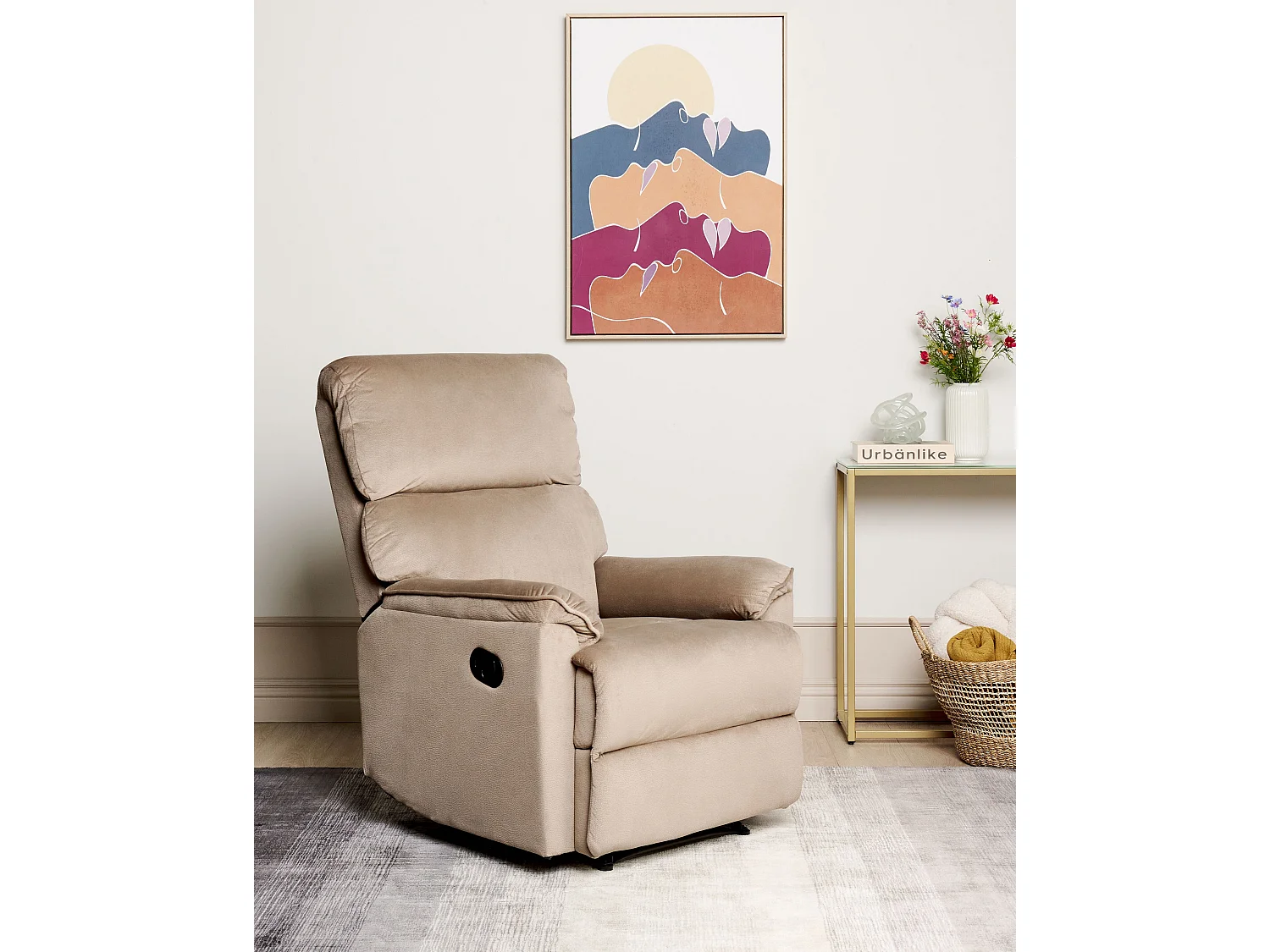 Fauteuil inclinable EVERTON Repose-pieds inclus Tissu Marron clair