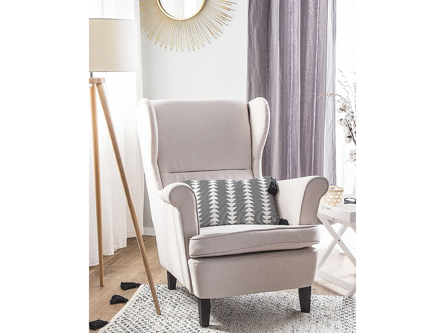 Oorfauteuil ABSON Stof Lichtbeige