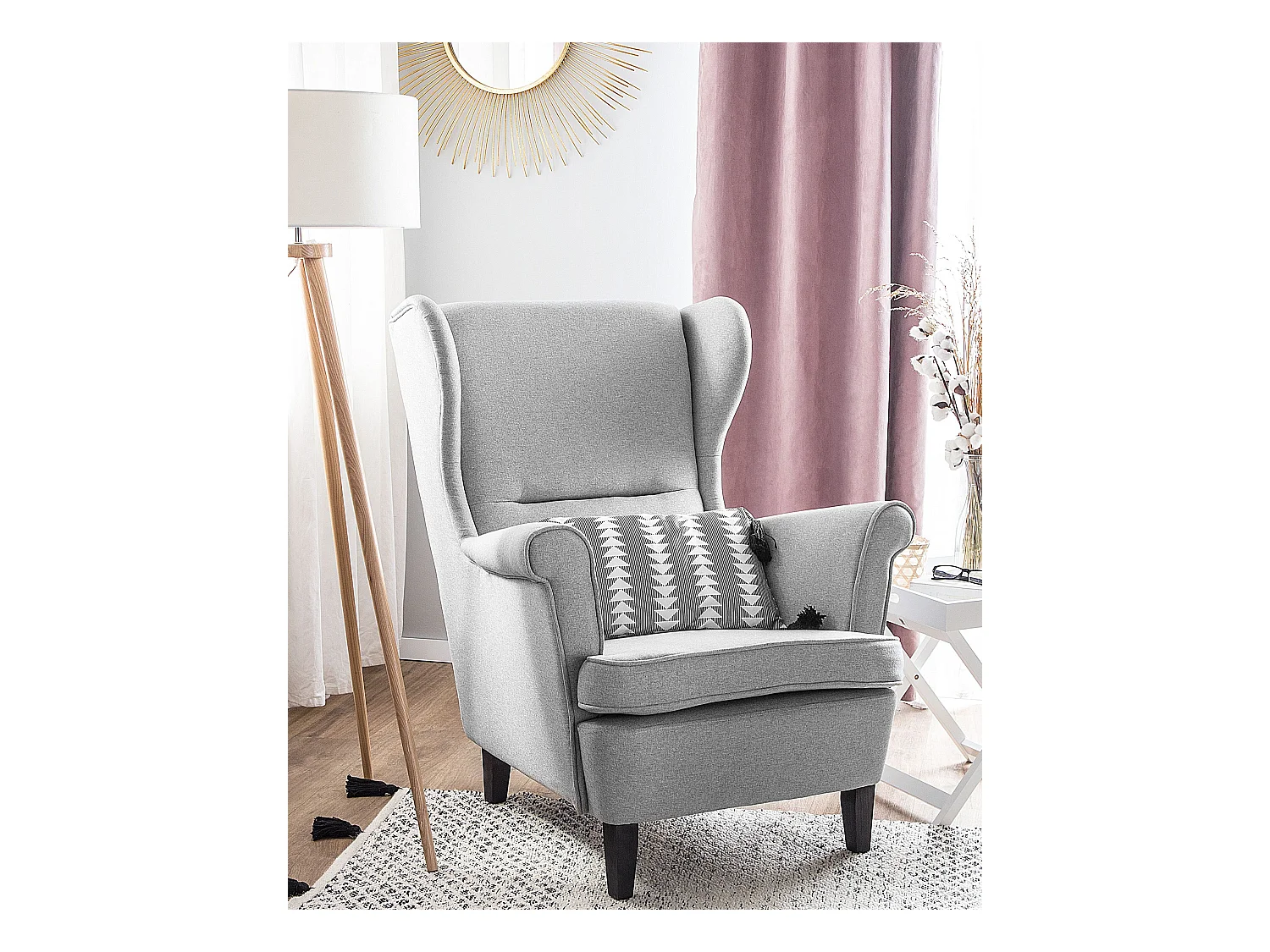 Sillón orejero ABSON Tela Gris