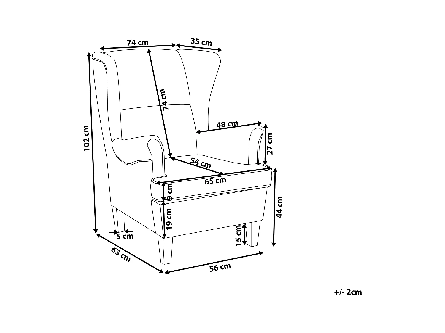Sillón orejero ABSON Tela Gris
