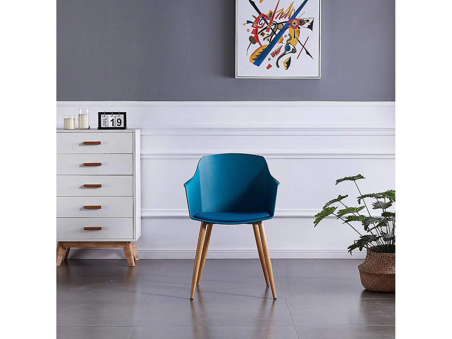 EDEN - Lot de 2 Chaises Design Scandinave - Avec Accoudoirs - Bleu