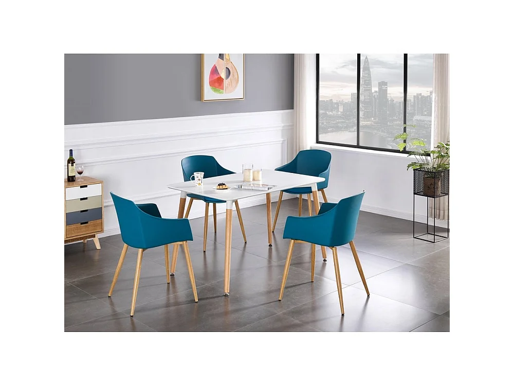 EDEN - Lot de 2 Chaises Design Scandinave - Avec Accoudoirs - Bleu