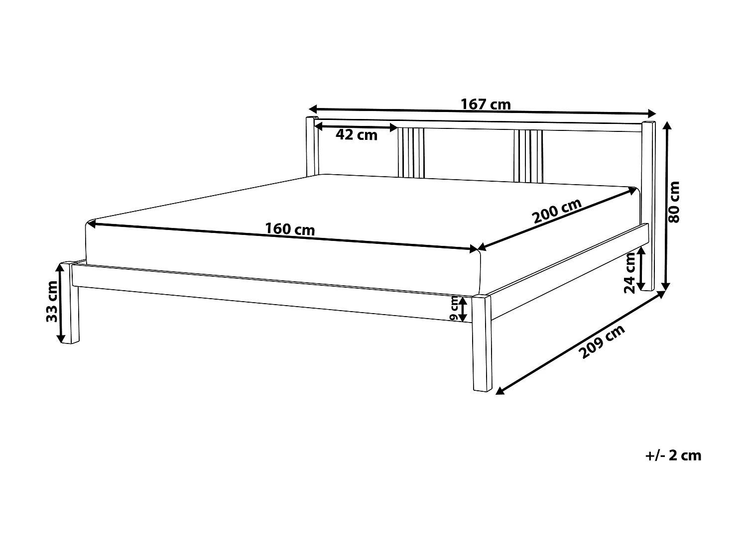 Bed Dennenhout VANNES 160 x 200 cm Wit