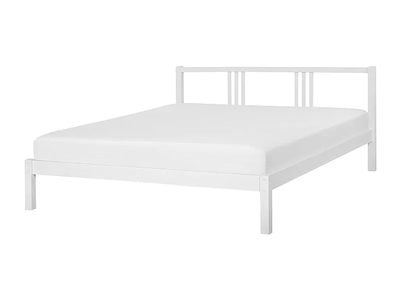 Lit avec sommier Bois de pin VANNES 160 x 200 cm Blanc