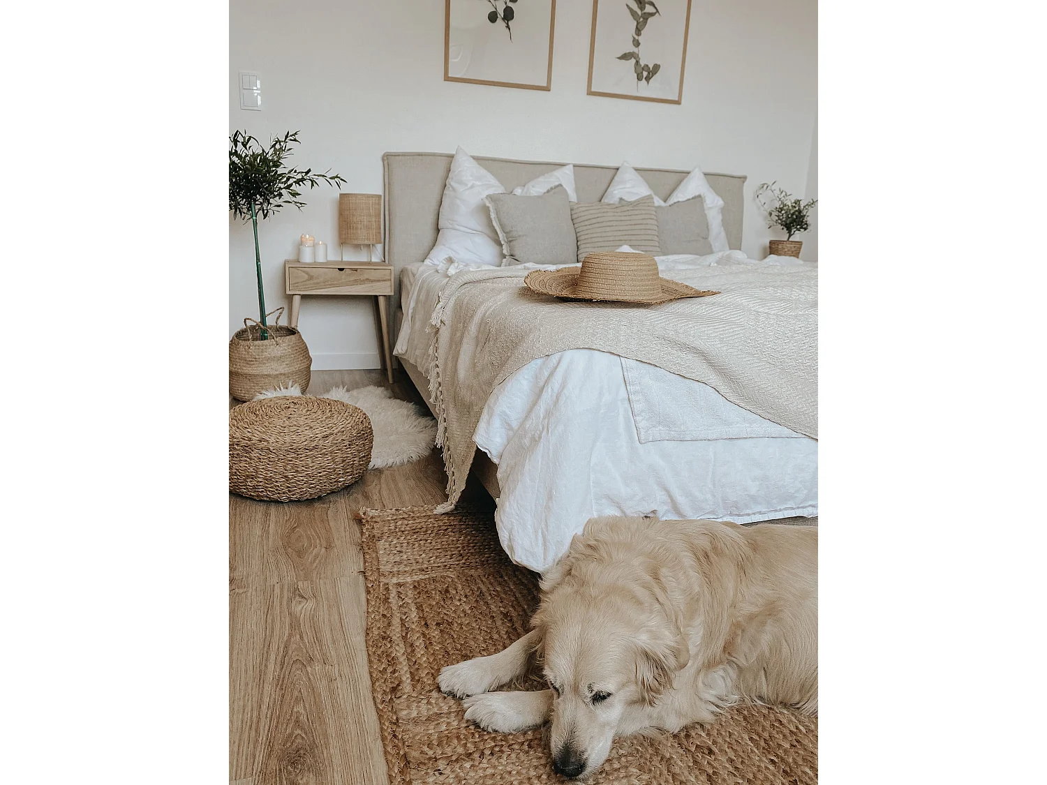 Bett mit Lattenrost Stoff SENNEZ 180 x 200 cm Beige