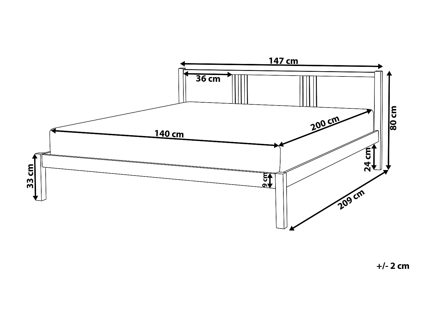 Bed Dennenhout VANNES 140 x 200 cm Wit