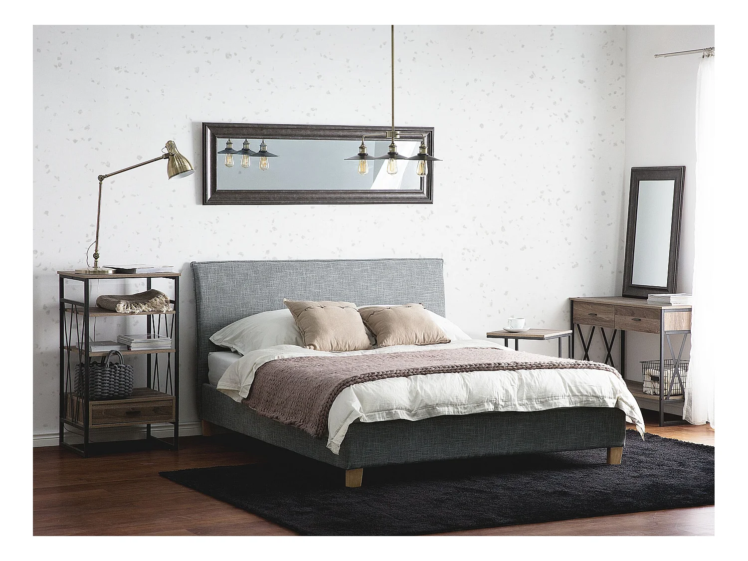 Bed met lattenbodem SENNEZ 140 x 200 cm Lichtgrijs