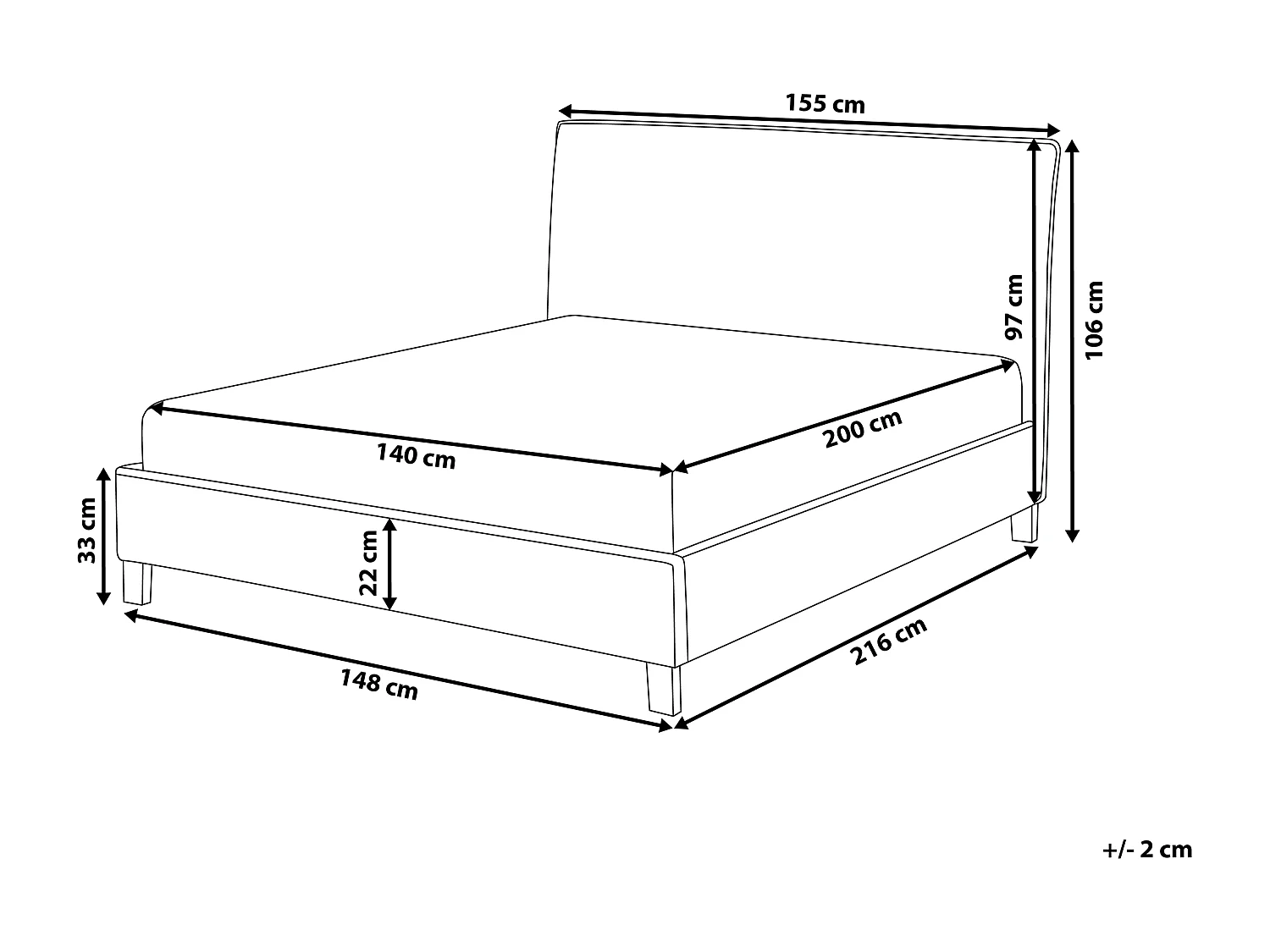 Cama com estrado SENNEZ 140 x 200 cm Cinzento claro