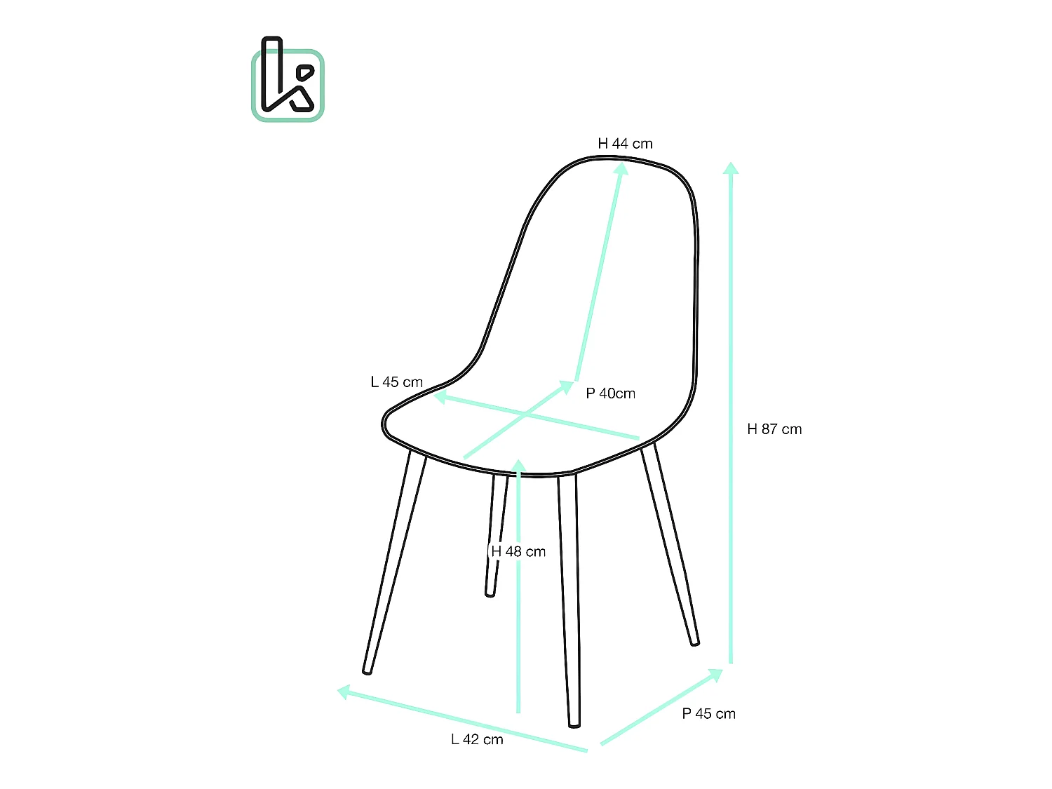 Lot 4 chaises salle à manger siège rembourré effet alcantara pieds métal bois foncé NOVA (marron)