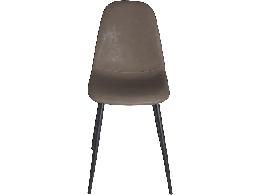 Lot 4 chaises salle à manger siège rembourré effet alcantara pieds métal bois foncé NOVA (marron)