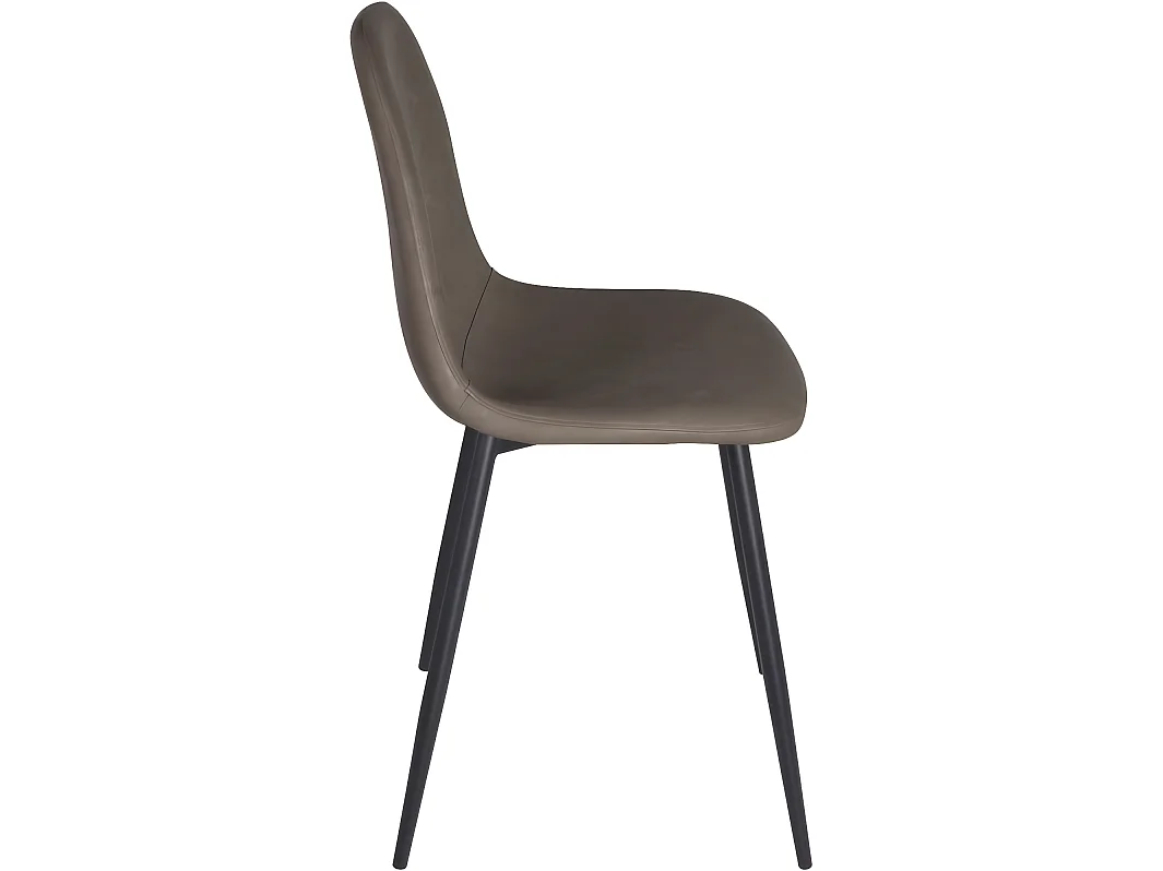 Lot 4 chaises salle à manger siège rembourré effet alcantara pieds métal bois foncé NOVA (marron)