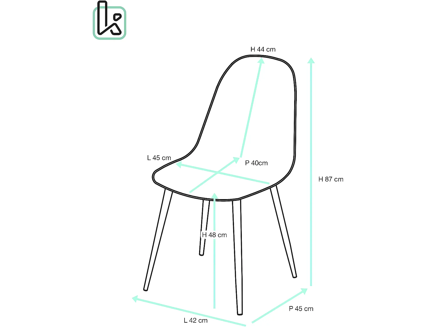 Lot 4 chaises salle à manger siège rembourré effet alcantara pieds métal bois foncé NOVA (marron)