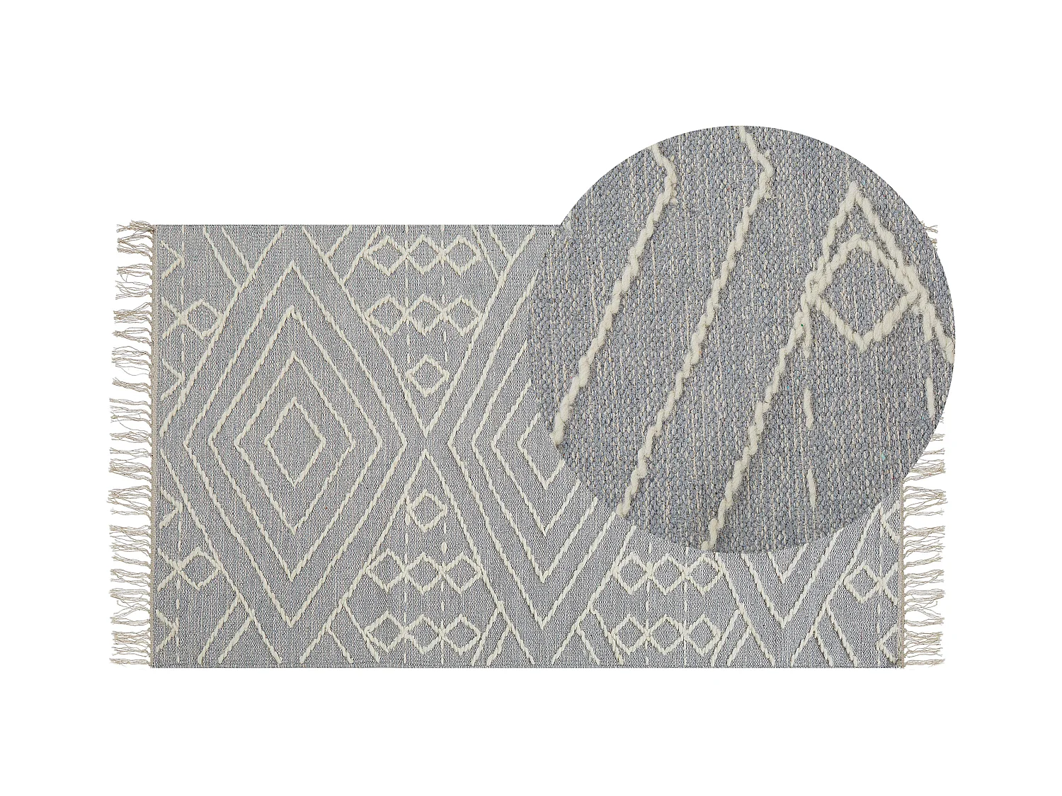 Tappeto cotone grigio chiaro e bianco sporco 80 x 150 cm KHENIFRA