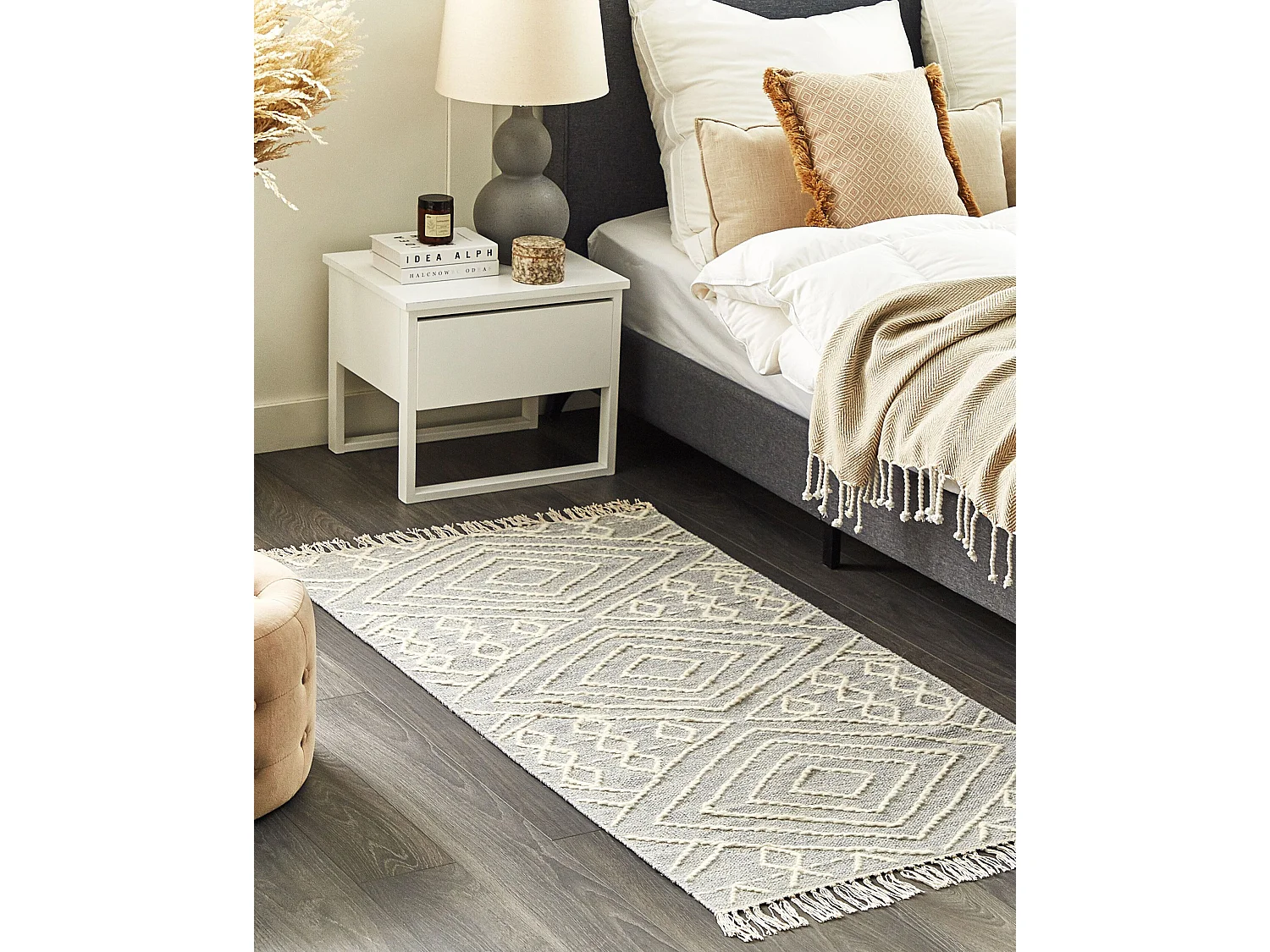 Tapis KHENIFRA Gris clair 80 x 150 cm Coton