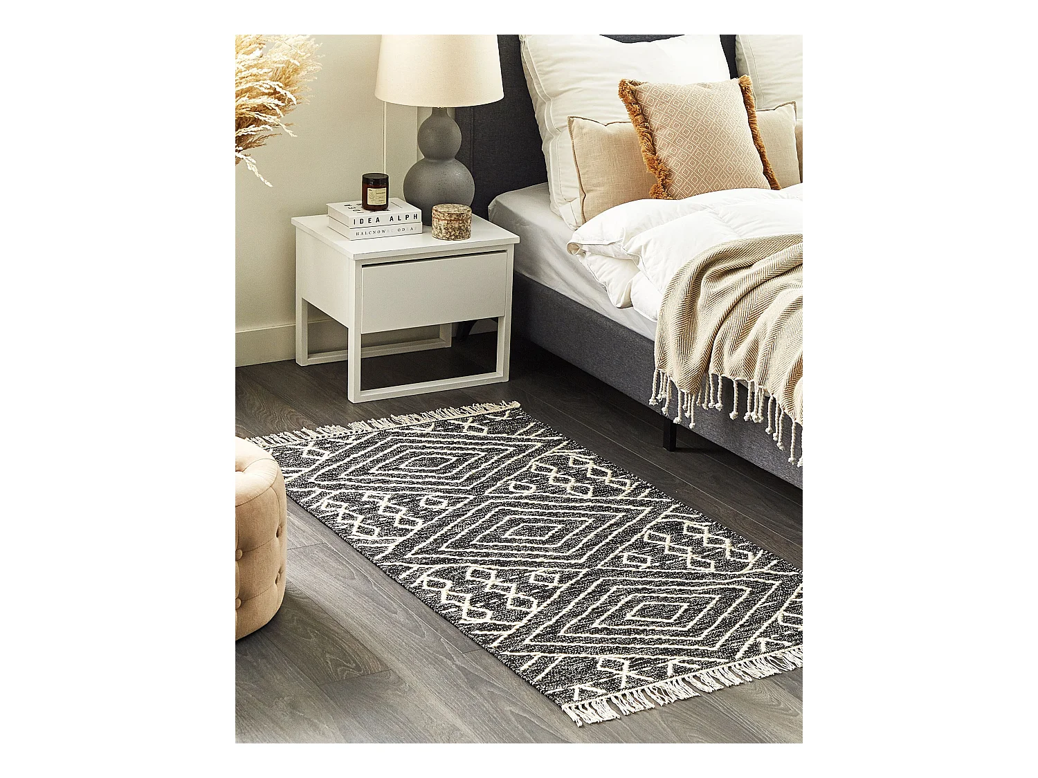 Vloerkleed katoen zwart/wit 80 x 150 cm KHENIFRA