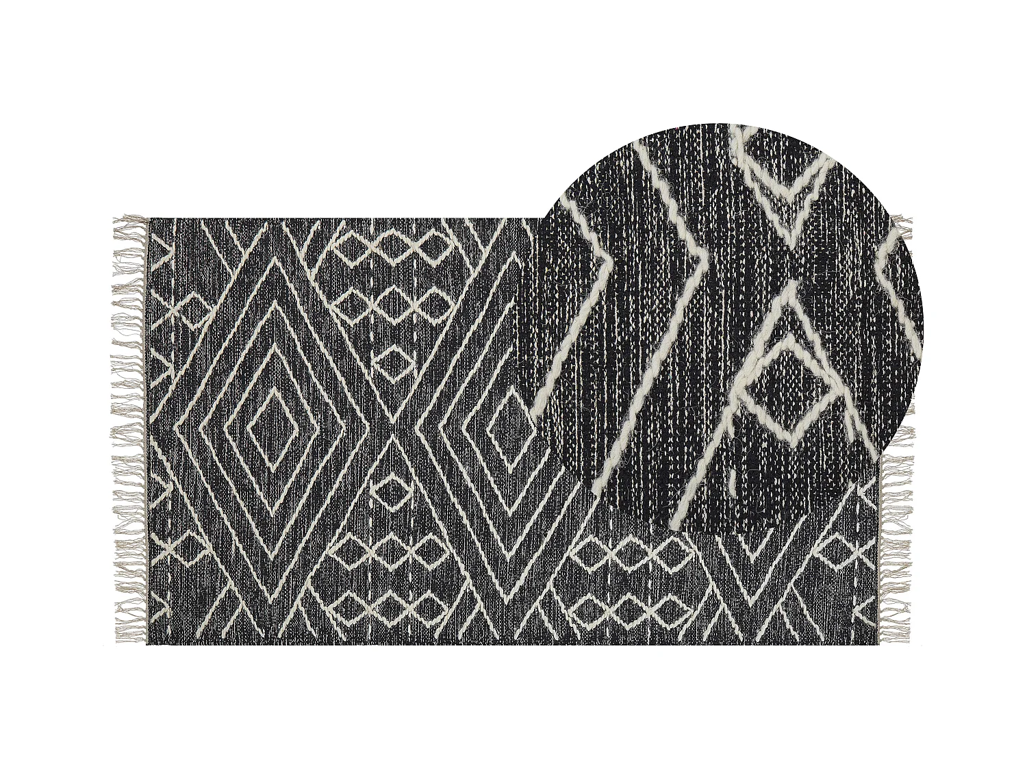 Tapis KHENIFRA Noir 80 x 150 cm Coton