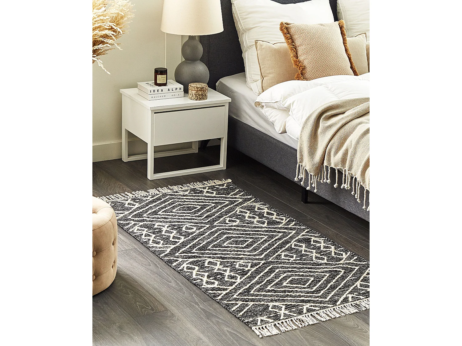 Tapis KHENIFRA Noir 80 x 150 cm Coton