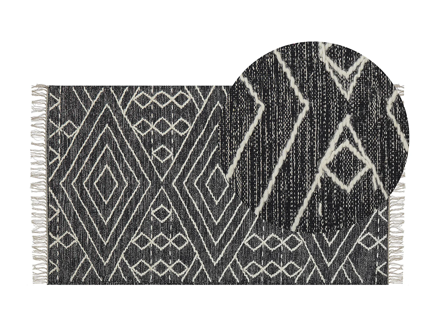 Tapis KHENIFRA Noir 80 x 150 cm Coton