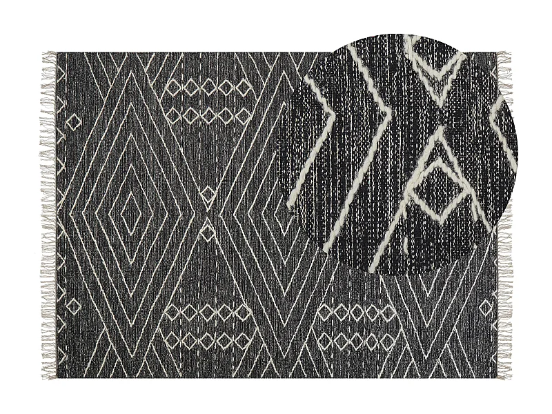 Teppich Baumwolle schwarz geometrisches Muster rechteckig 160 x 230 cm Khenifra