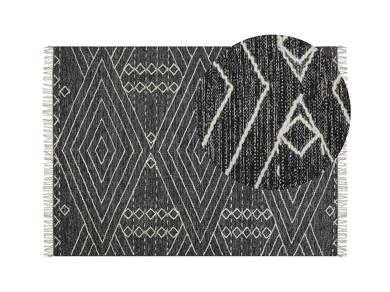 Tapis KHENIFRA Noir 160 x 230 cm Coton