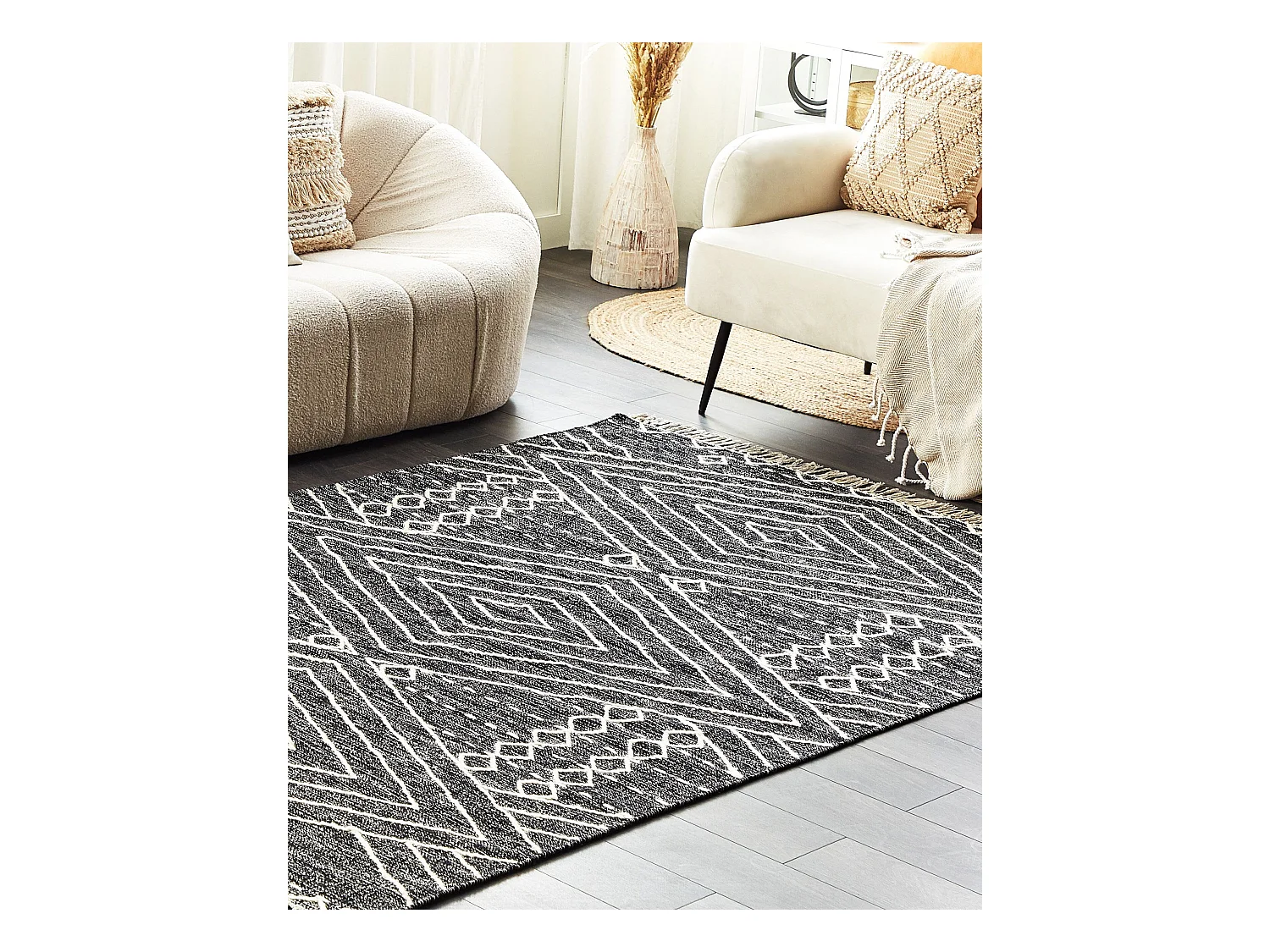 Tapis KHENIFRA Noir 160 x 230 cm Coton