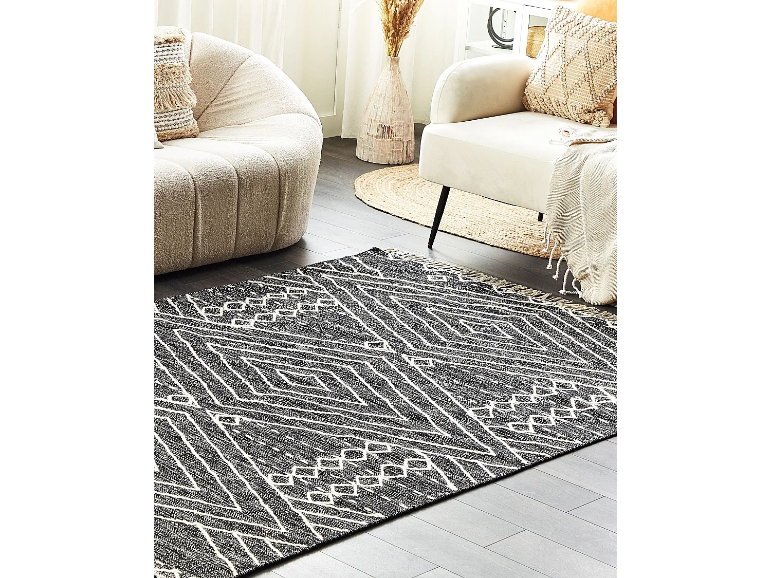 Vloerkleed katoen zwart/wit 160 x 230 cm KHENIFRA