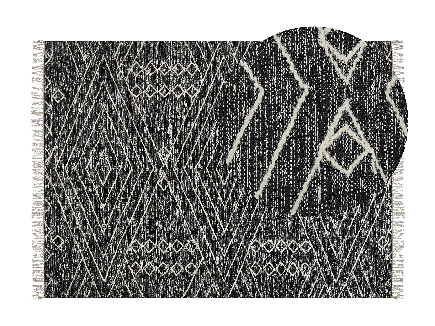 Dywan bawełniany 160 x 230 cm biało-czarny KHENIFRA