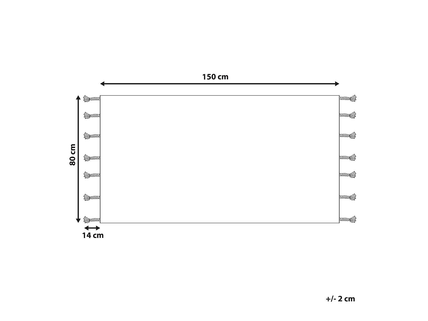 Rechteckiger Teppich mit Quasten Baumwolle Kurzflor 80 x 150 cm weiß/rot Kenitra