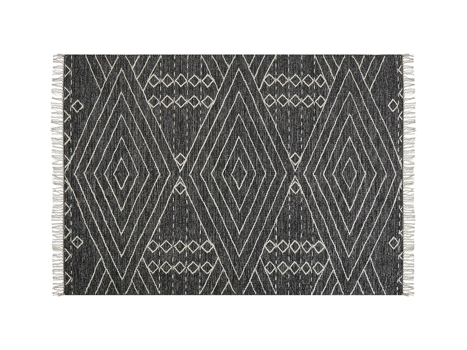 Teppich Baumwolle schwarz / weiss 140 x 200 cm geometrisches Muster Kurzflor KHENIFRA