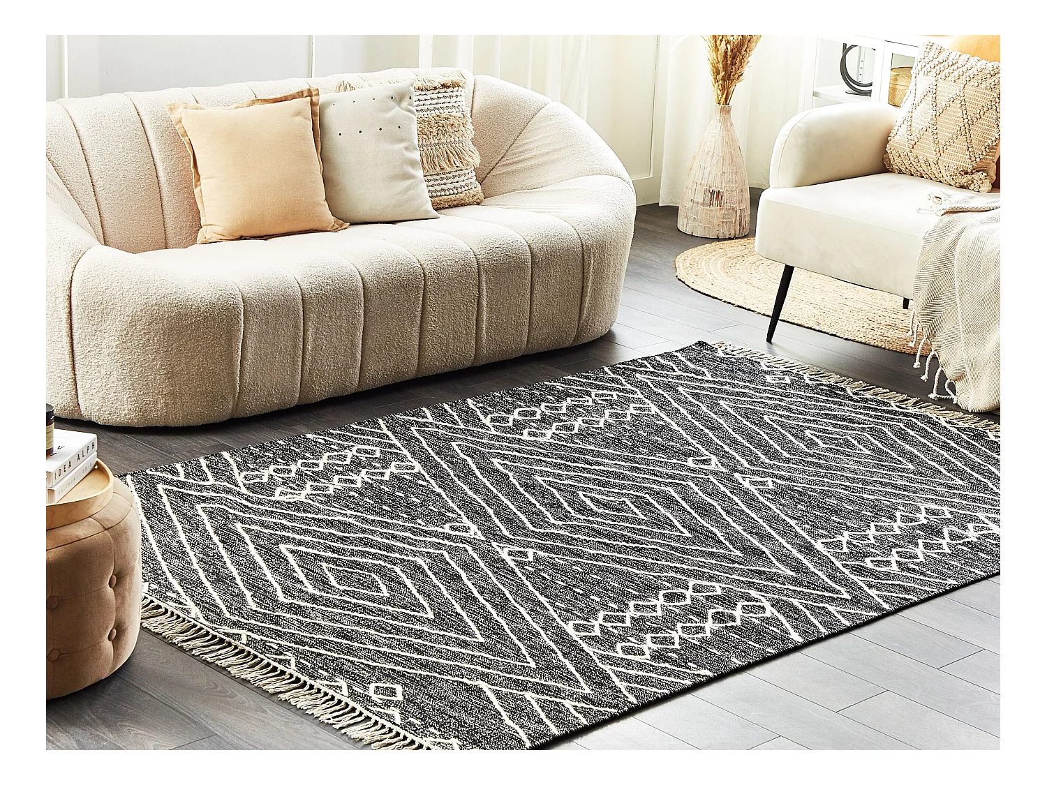 Tapis KHENIFRA Noir 140 x 200 cm Coton