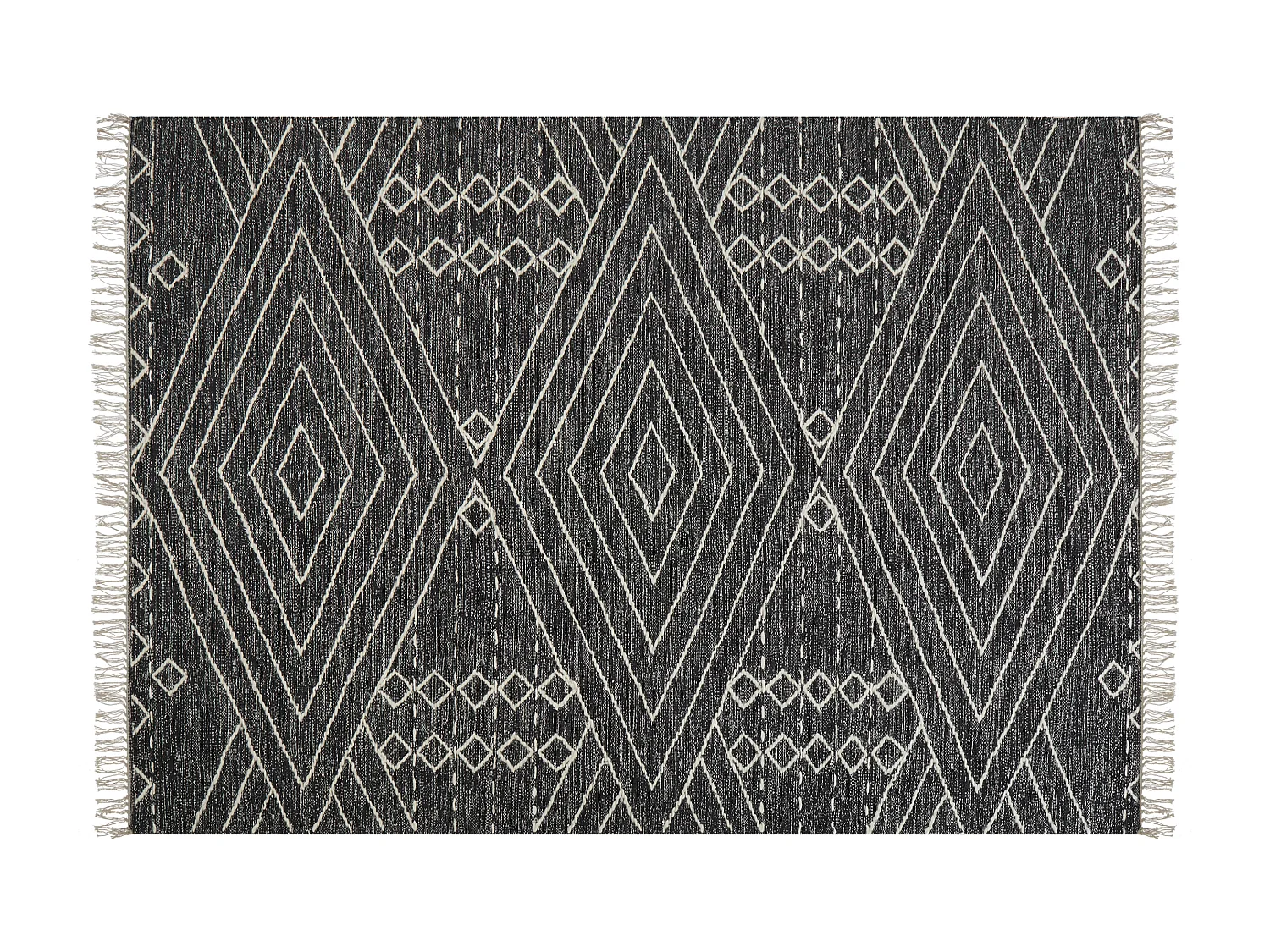Alfombra de algodón negro/blanco crema 140 x 200 cm KHENIFRA
