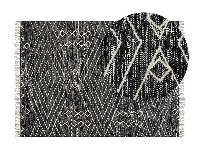Dywan bawełniany 140 x 200 cm biało-czarny KHENIFRA