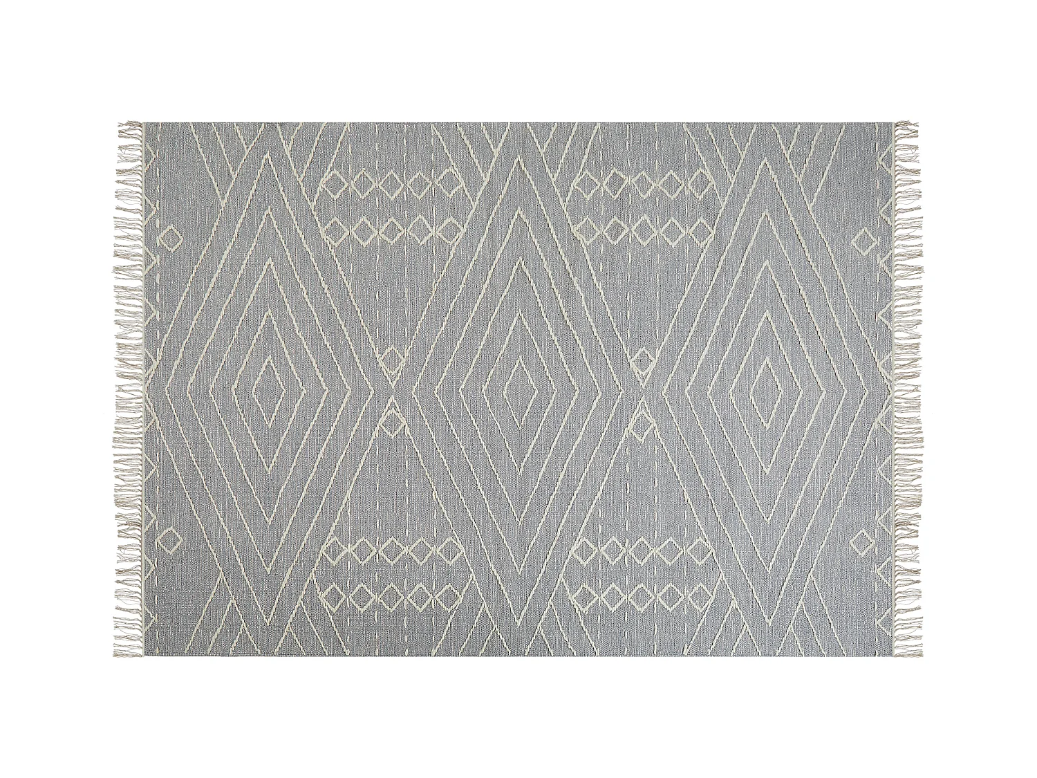 Teppich Baumwolle grau mit geometrischem Muster rechteckig 140 x 200 cm Khenifra