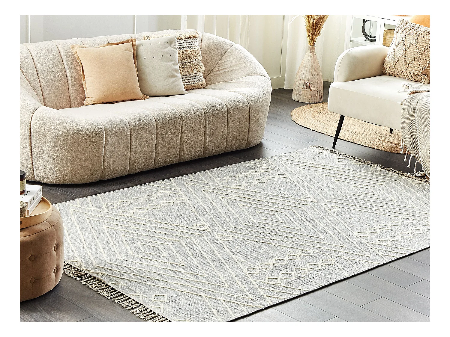 Tapis KHENIFRA Gris clair 140 x 200 cm Coton