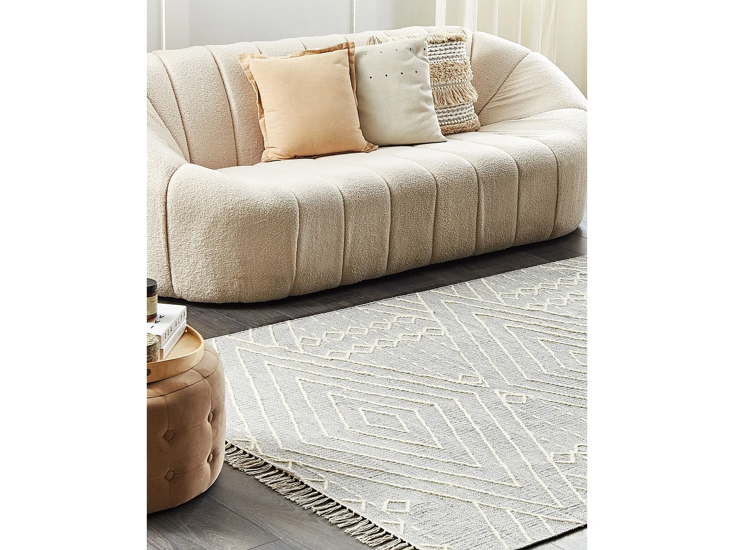 Tapis KHENIFRA Gris clair 140 x 200 cm Coton