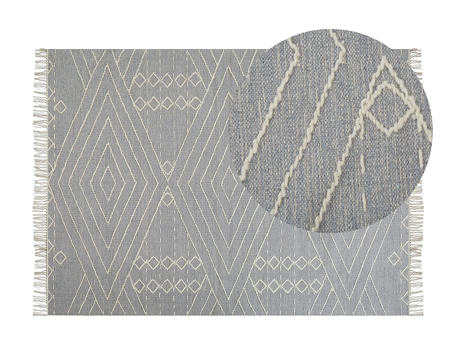 Vloerkleed katoen grijs/wit 140 x 200 cm KHENIFRA