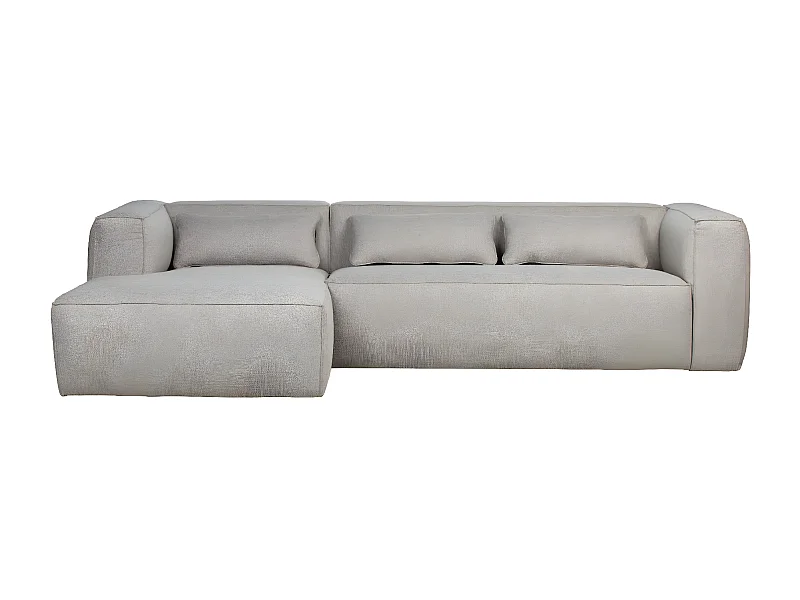 BEAN - Canapé d'angle gauche 5 places en tissu gris tendance