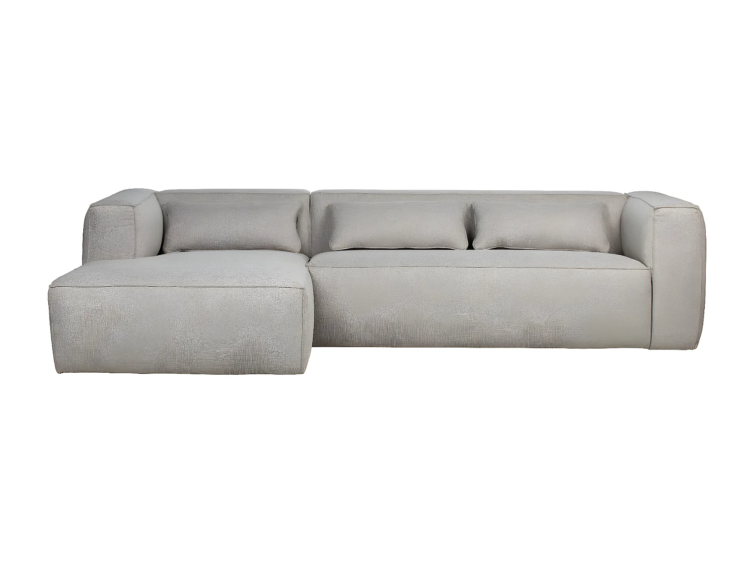 BEAN - Canapé d'angle gauche 5 places en tissu gris tendance