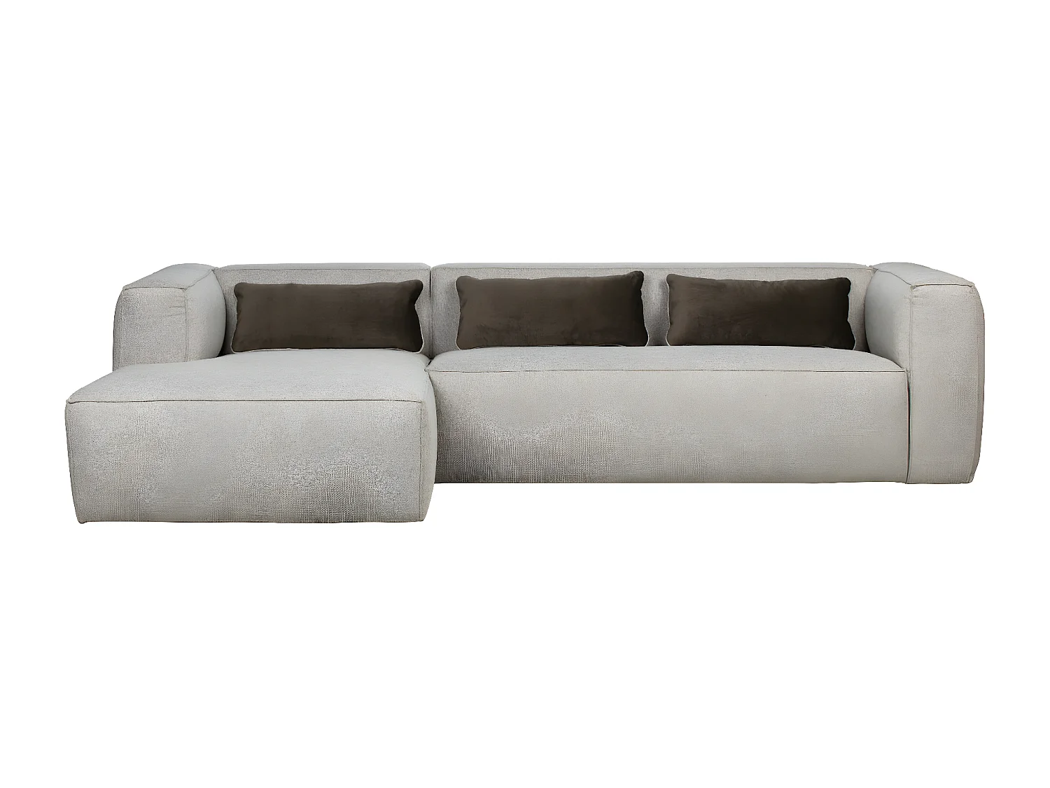 BEAN - Canapé d'angle gauche 5 places en tissu gris tendance