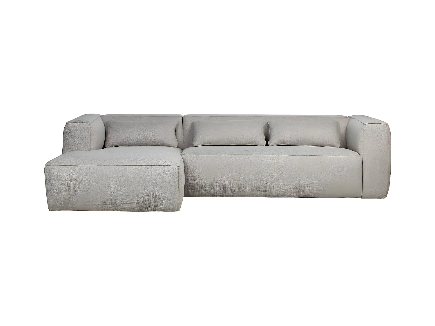 BEAN - Canapé d'angle gauche 5 places en tissu gris tendance