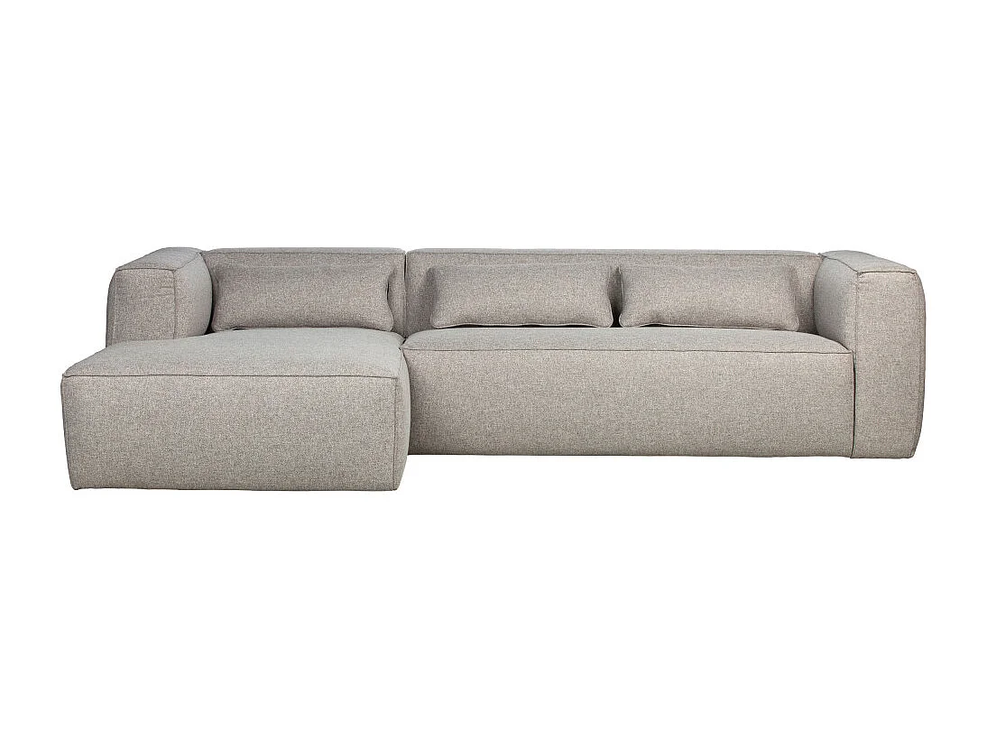 Bean - Canapé d'angle gauche 4 places en tissu style monobloc - Gris clair