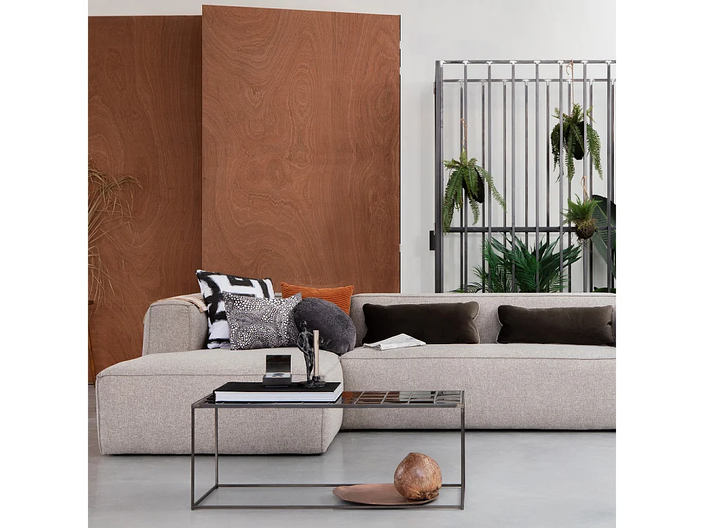 Bean - Canapé d'angle gauche 4 places en tissu style monobloc - Gris clair