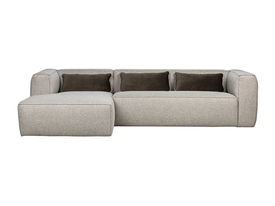 Bean - Canapé d'angle gauche 4 places en tissu style monobloc - Gris clair