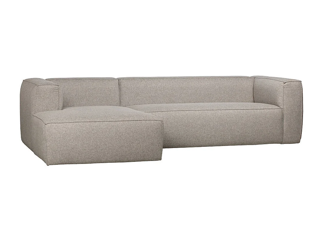Bean - Canapé d'angle gauche 4 places en tissu style monobloc - Gris clair