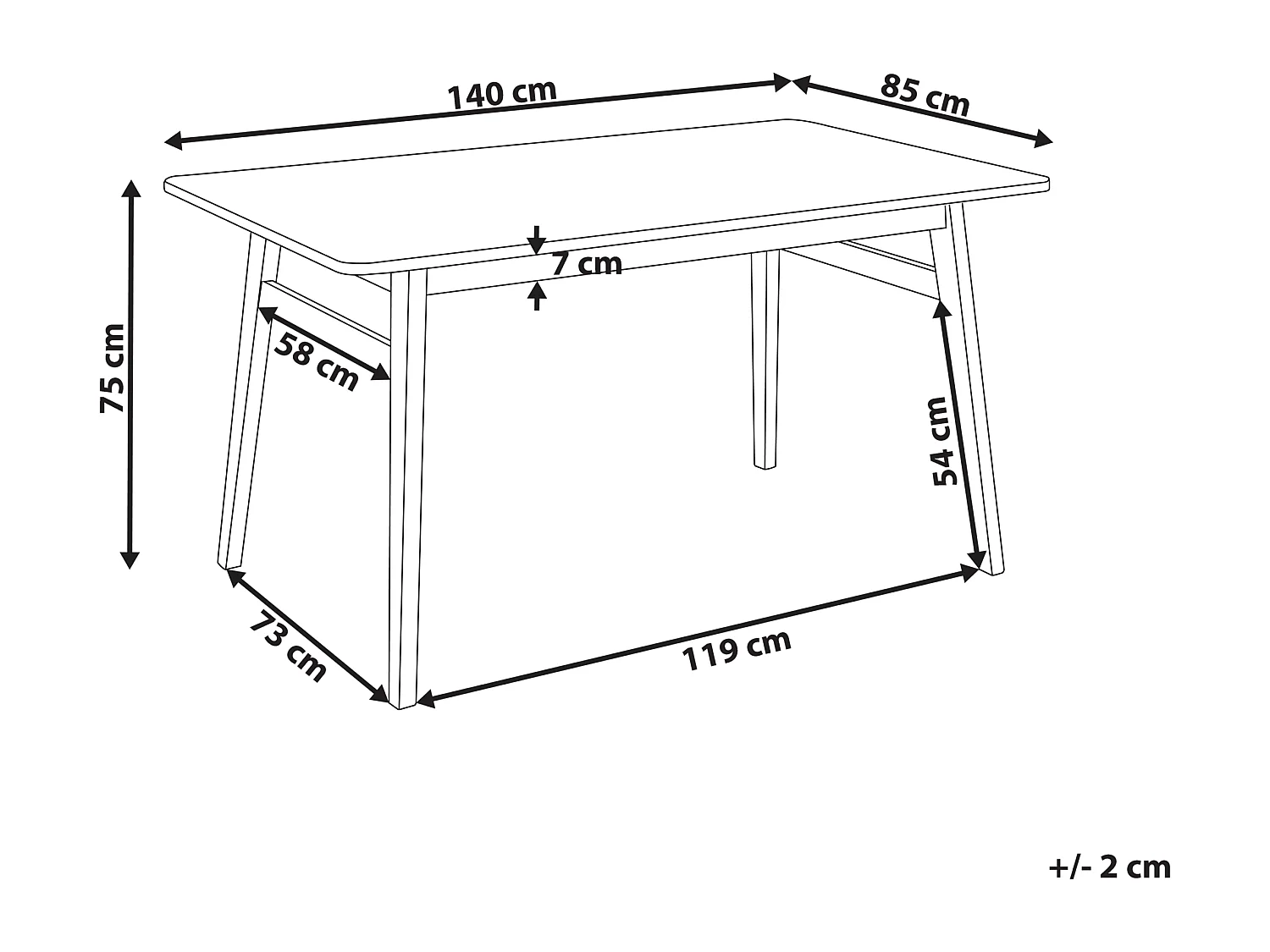 Eettafel VENTERA Donkerbruin 140 cm 85 cm