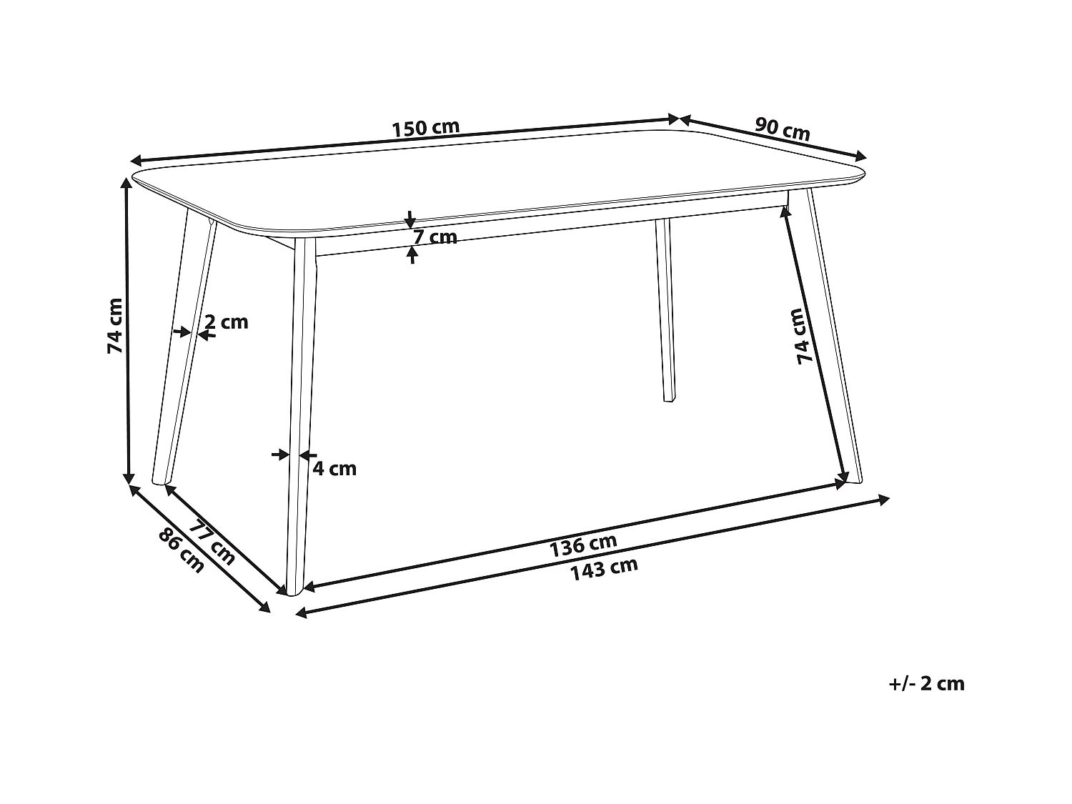 Table de repas EPHRATA Acajou foncé 150 cm 90 cm