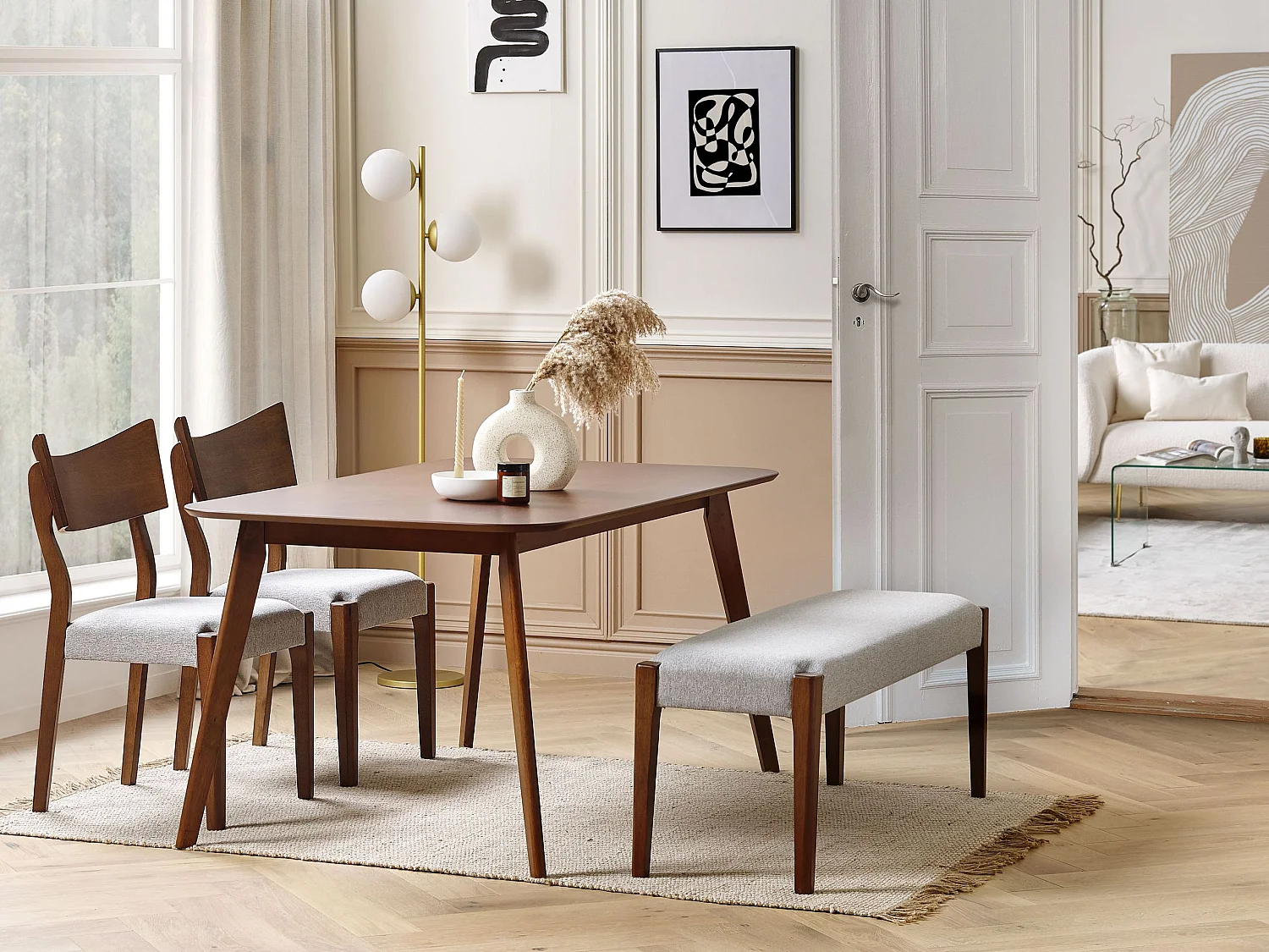 Esszimmertisch Gummibaumholz MDF- Platte 150 x 90 cm dunkler Holzfarbton Ephrata